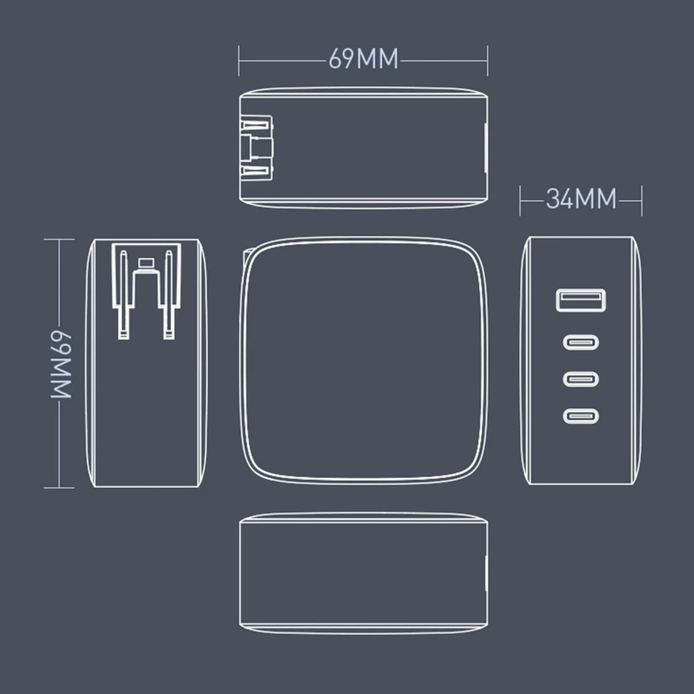 Купить Зарядное устройство ColorWay 3USB-C+USB 100W GaN Black (CW-CHS047PD-BK) - фото 7