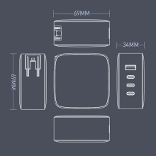 Купить Зарядное устройство ColorWay 3USB-C+USB 100W GaN Black (CW-CHS047PD-BK) - фото 7