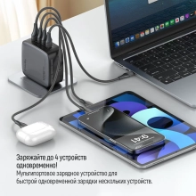 Купить Зарядное устройство ColorWay 3USB-C+USB 100W GaN Black (CW-CHS047PD-BK) - фото 9