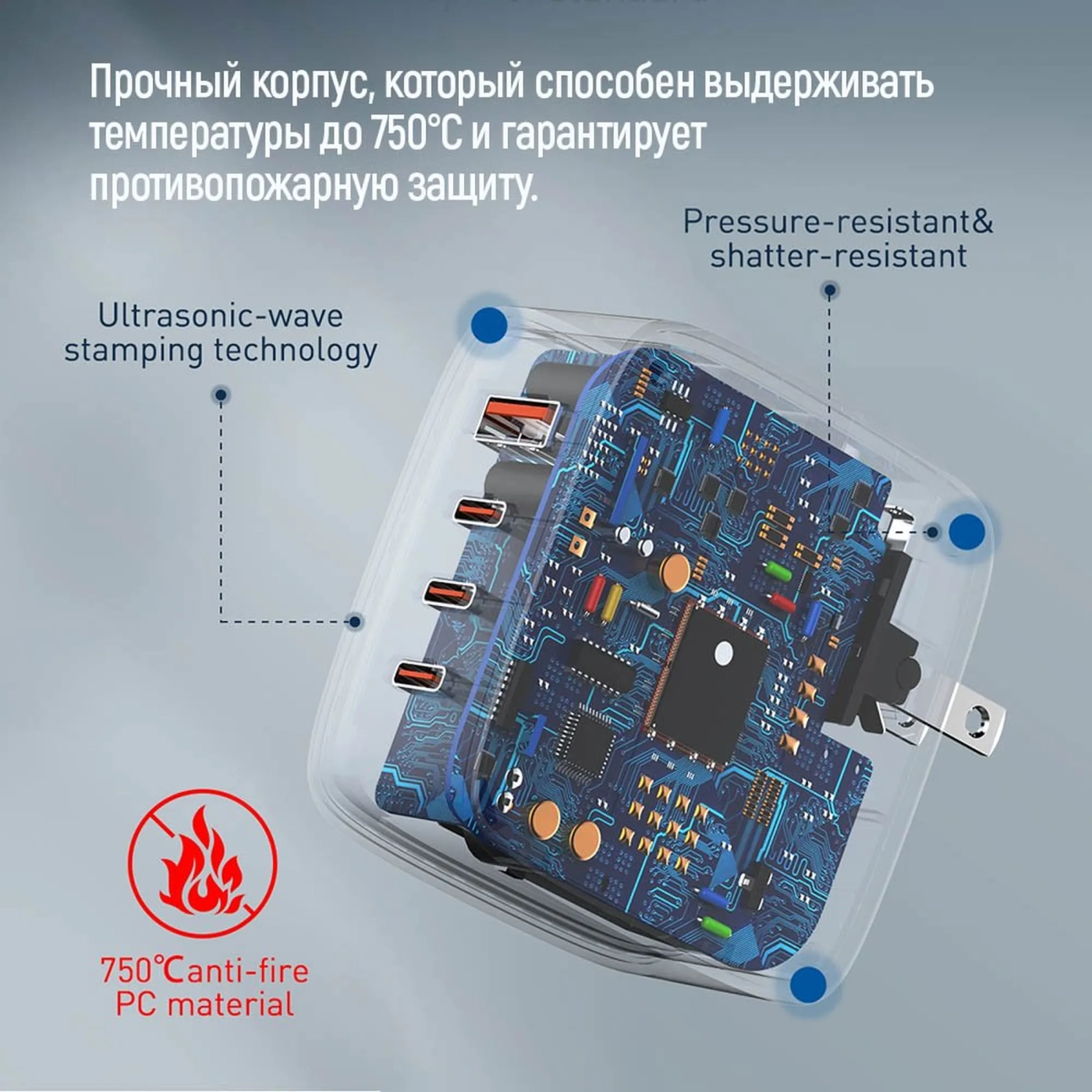 Купить Зарядное устройство ColorWay 3USB-C+USB 100W GaN Black (CW-CHS047PD-BK) - фото 11
