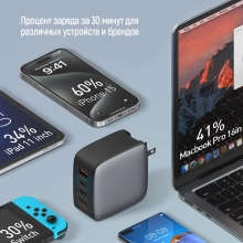 Купить Зарядное устройство ColorWay 3USB-C+USB 100W GaN Black (CW-CHS047PD-BK) - фото 13