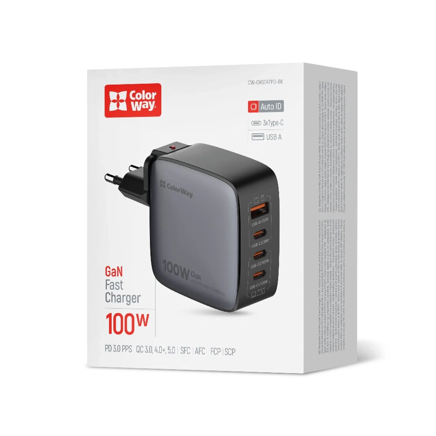 Купить Зарядное устройство ColorWay 3USB-C+USB 100W GaN Black (CW-CHS047PD-BK) - фото 17