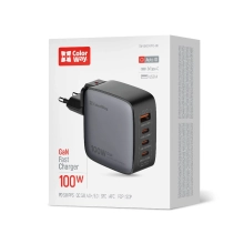 Купить Зарядное устройство ColorWay 3USB-C+USB 100W GaN Black (CW-CHS047PD-BK) - фото 17