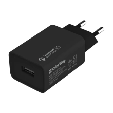 Купити Зарядний пристрій ColorWay USB 18W 3A Black (CW-CHS013Q-BK) - фото 1