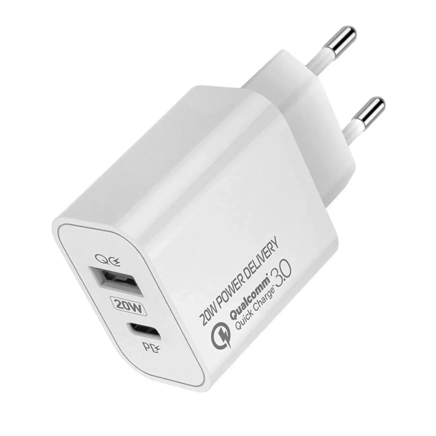 Купить Зарядное устройство ColorWay USB-C+USB 20W 3A V2 White (CW-CHS025QPD-WT) - фото 1