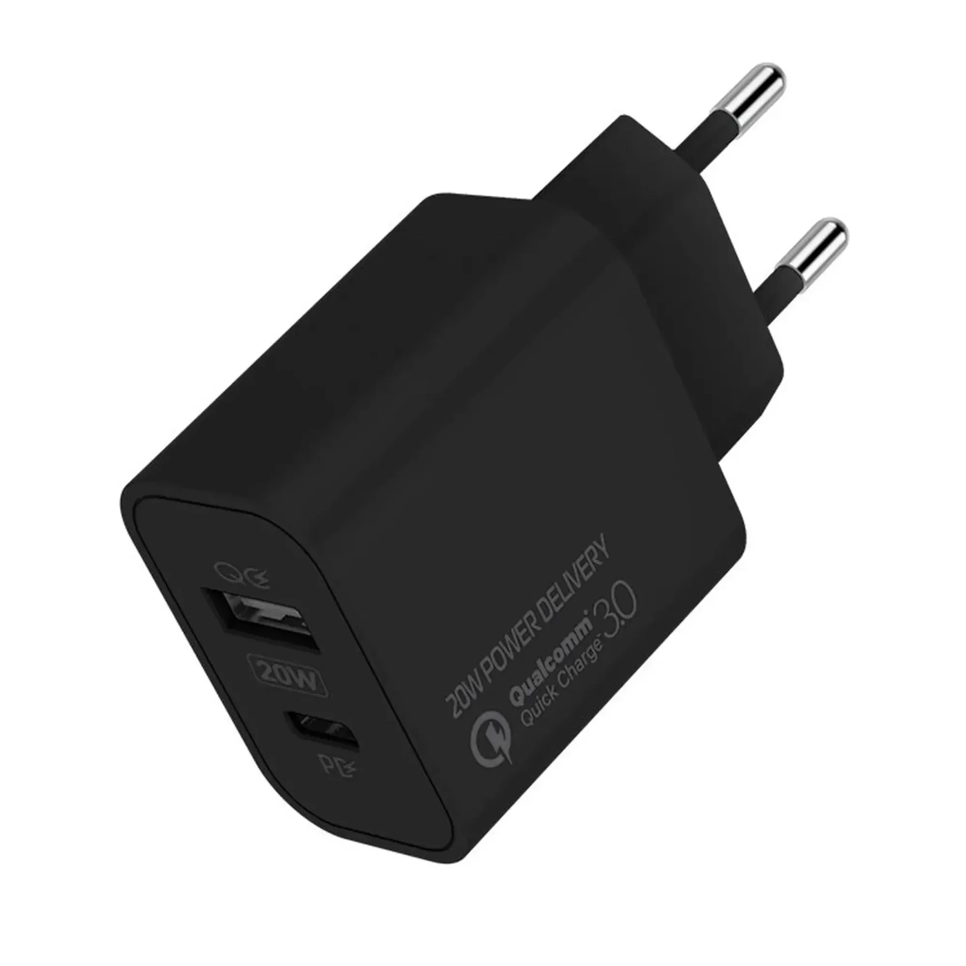 Купить Зарядное устройство ColorWay USB-C+USB 20W 3A V2 Black (CW-CHS025QPD-BK) - фото 1
