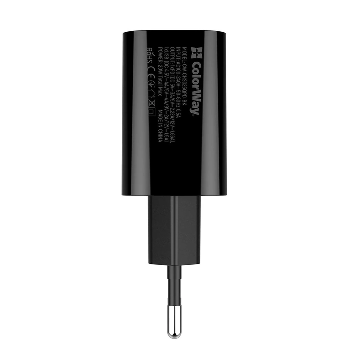 Купить Зарядное устройство ColorWay USB-C+USB 20W 3A V2 Black (CW-CHS025QPD-BK) - фото 4