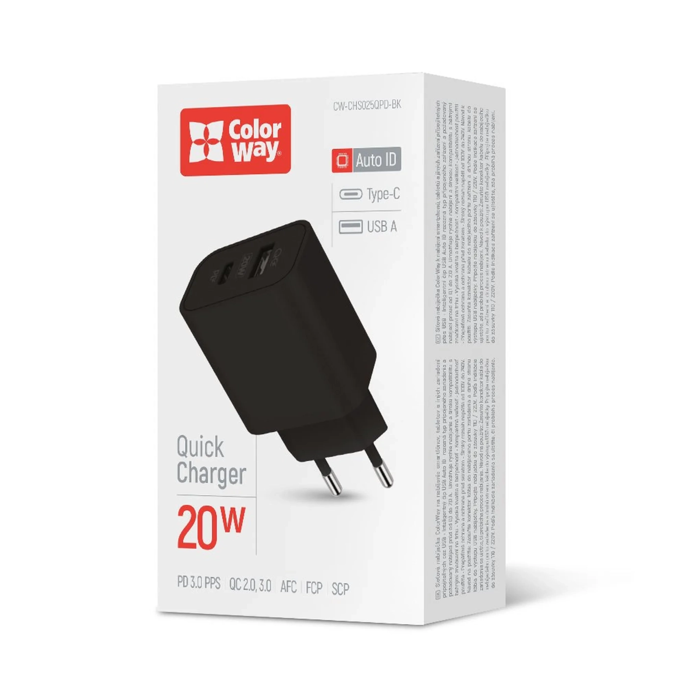 Купить Зарядное устройство ColorWay USB-C+USB 20W 3A V2 Black (CW-CHS025QPD-BK) - фото 6