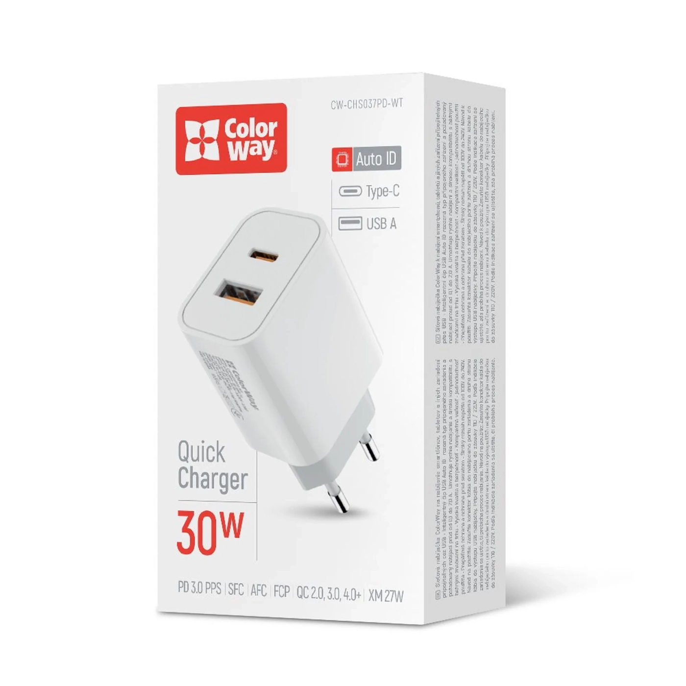 Купить Зарядное устройство ColorWay USB-C+USB 30W 3A White (CW-CHS037PD-WT) - фото 8