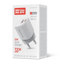 Купить Зарядное устройство ColorWay USB-C+USB 33W 3A GaN3 White (CW-CHS043PD-WT) - фото 5