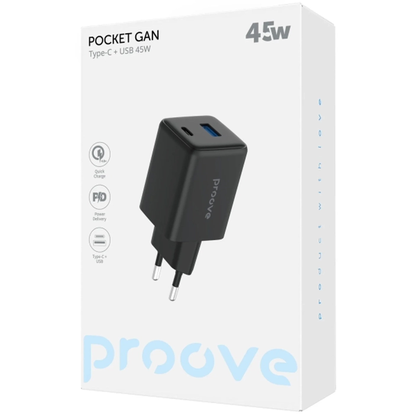 Купити Зарядний пристрій Proove Pocket GaN 45W USB-C+USB Black (WCPG25111201)_ - фото 5