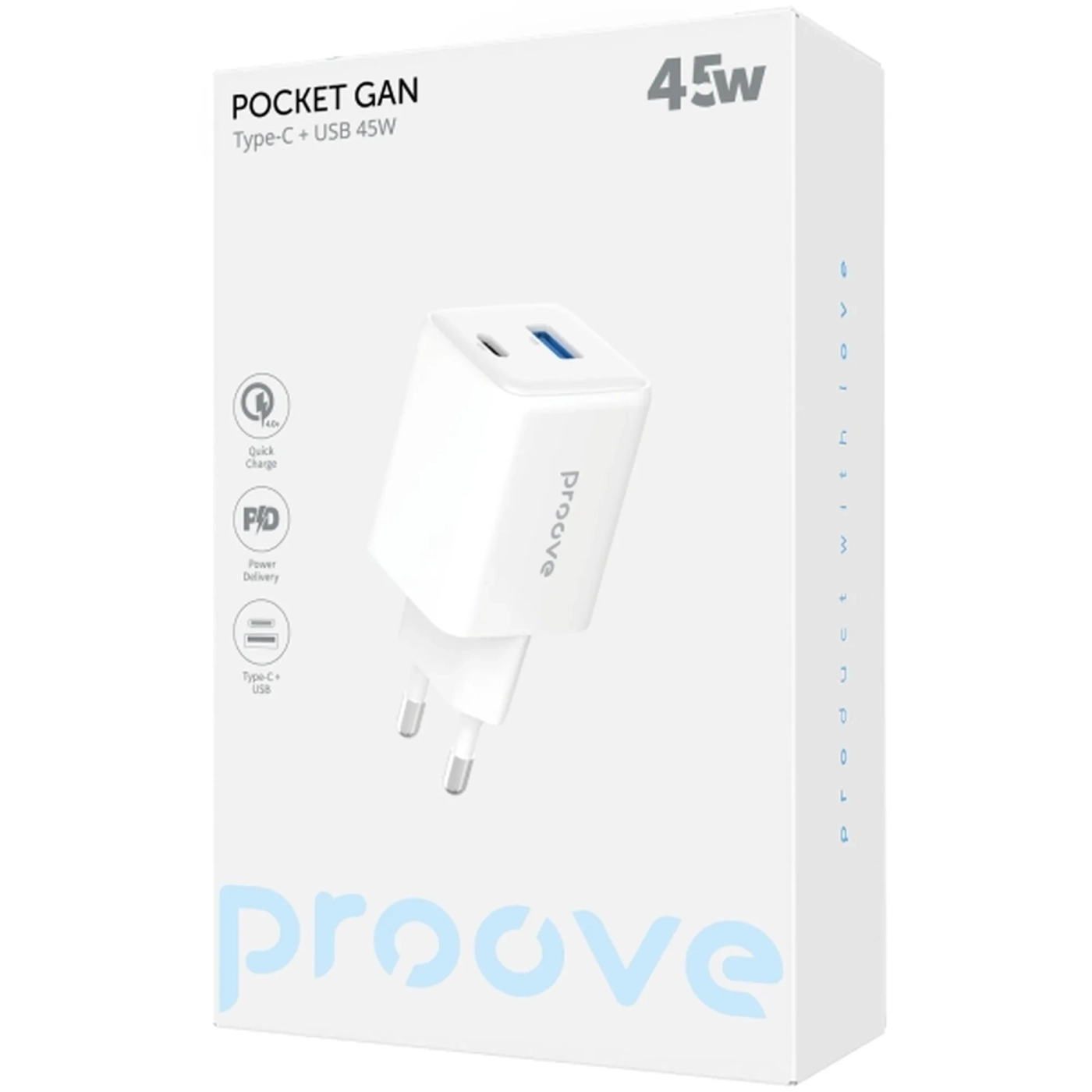 Купить Зарядное устройство Proove Pocket GaN 45W USB-C+USB White (WCPG25111202)_ - фото 5