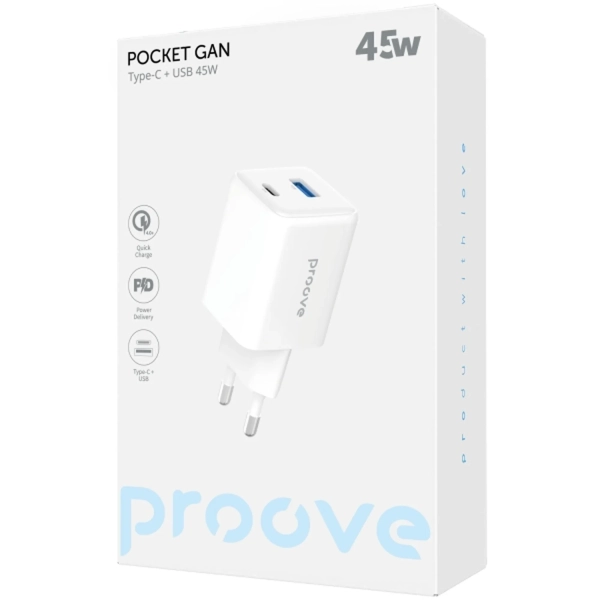 Купить Зарядное устройство Proove Pocket GaN 45W USB-C+USB White (WCPG25111202)_ - фото 5