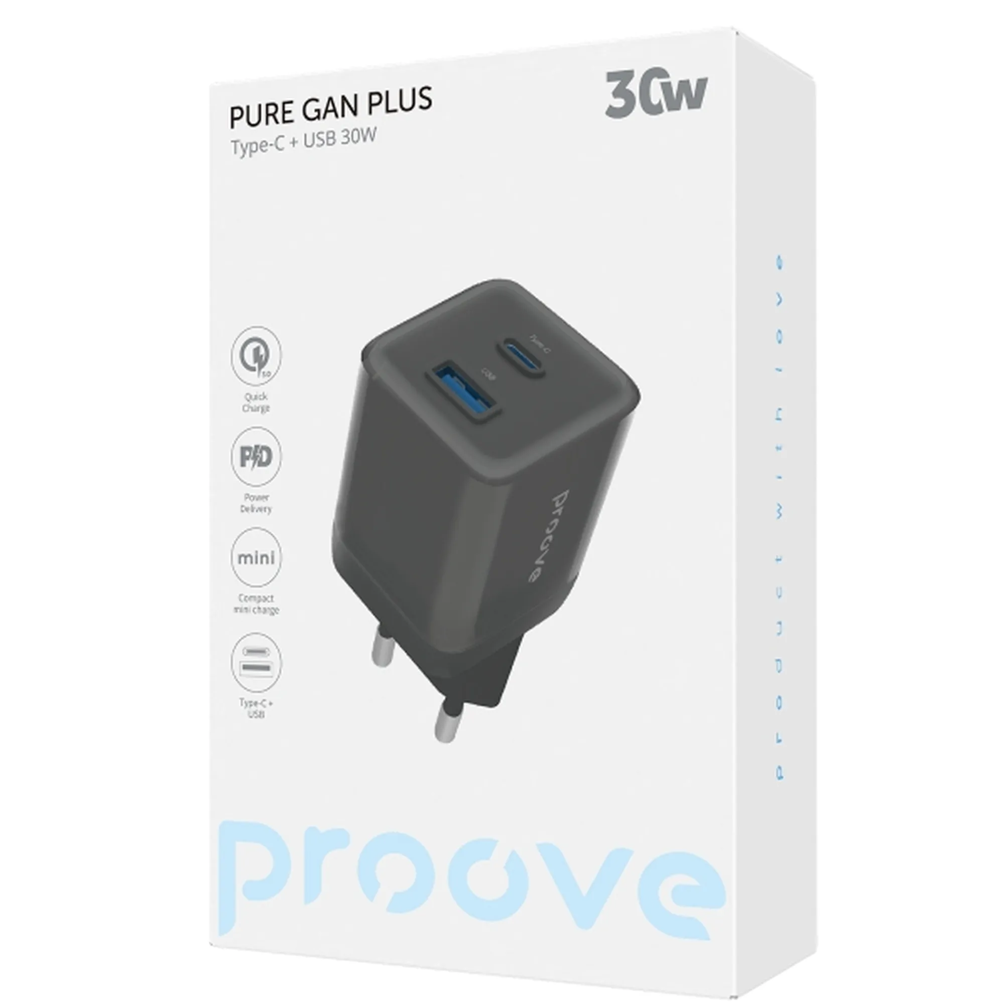 Купить Зарядное устройство Proove Pure GaN Plus 30W USB-C+USB Black (WCPU30111201)_ - фото 2