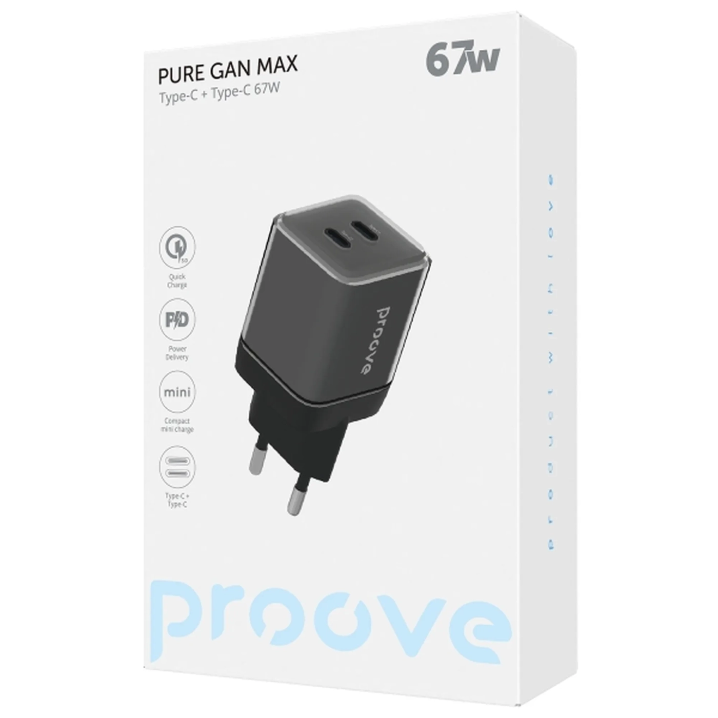 Купити Зарядний пристрій Proove Pure GaN Max 67W 2xUSB-C Black (WCPU67022201) - фото 2