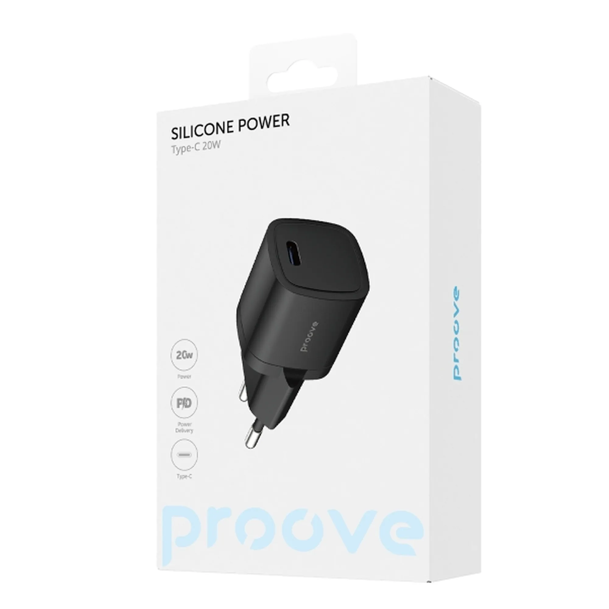 Купить Зарядное устройство Proove Silicone Power 20W USB-C Black (WCSP20010001)_ - фото 2