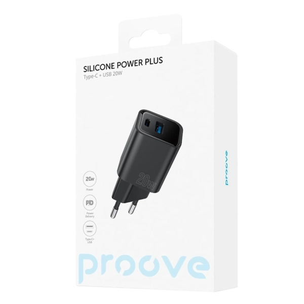 Купити Зарядний пристрій Proove Silicone Power Plus 20W USB-C+USB Black (WCSP2011001)_ - фото 5