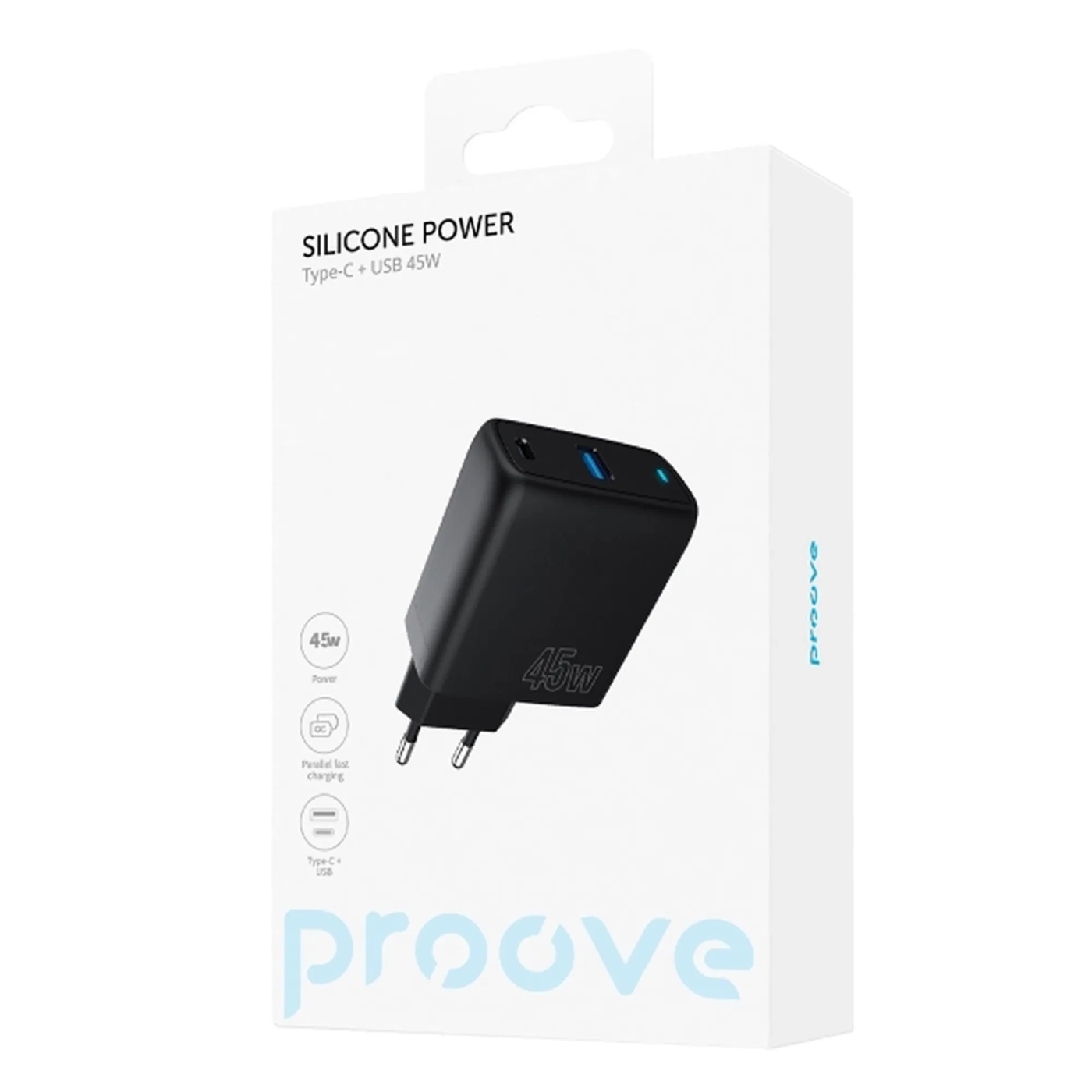 Купити Зарядний пристрій Proove Silicone Power 45W USB-C+USB Black (WCSP45110001)_ - фото 5