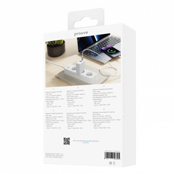 Купить Зарядное устройство Proove Silicone Power 45W USB-C+USB White (WCSP45110002)_ - фото 6