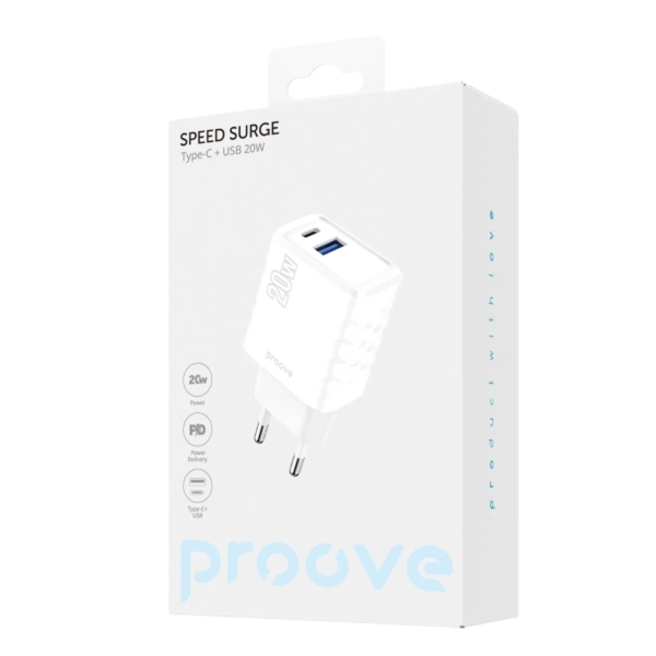 Купить Зарядное устройство Proove Speed Surge 20W USB-C+USB White (WCSS20120001) - фото 2