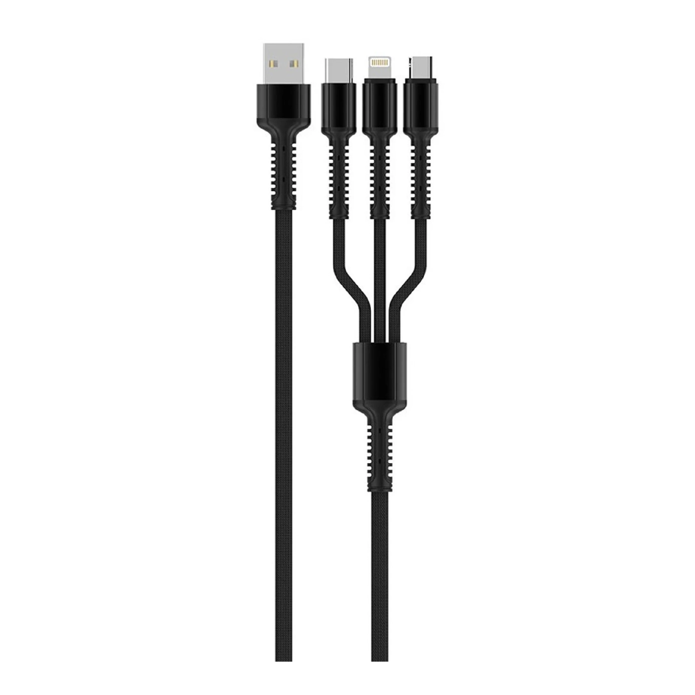 Купить Кабель ColorWay 3в1 USB - Lightning+MicroUSB+USB-C 20W 4A 1.2m Grey (CW-CBU3003-GR) - фото 1