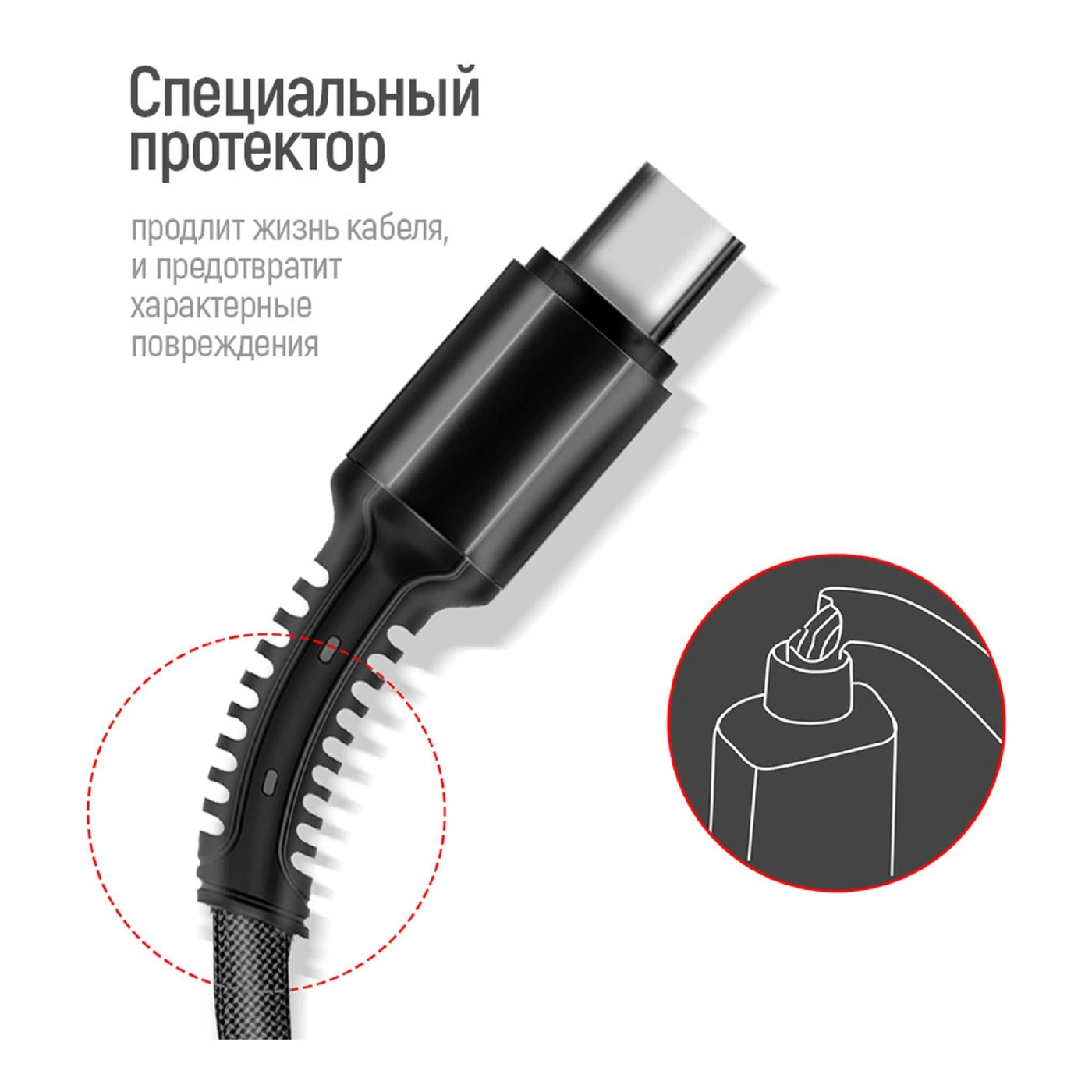 Купить Кабель ColorWay 3в1 USB - Lightning+MicroUSB+USB-C 20W 4A 1.2m Grey (CW-CBU3003-GR) - фото 4