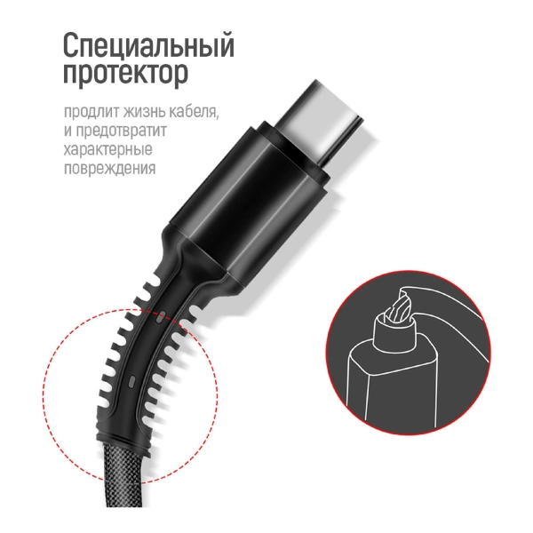 Купить Кабель ColorWay 3в1 USB - Lightning+MicroUSB+USB-C 20W 4A 1.2m Grey (CW-CBU3003-GR) - фото 4