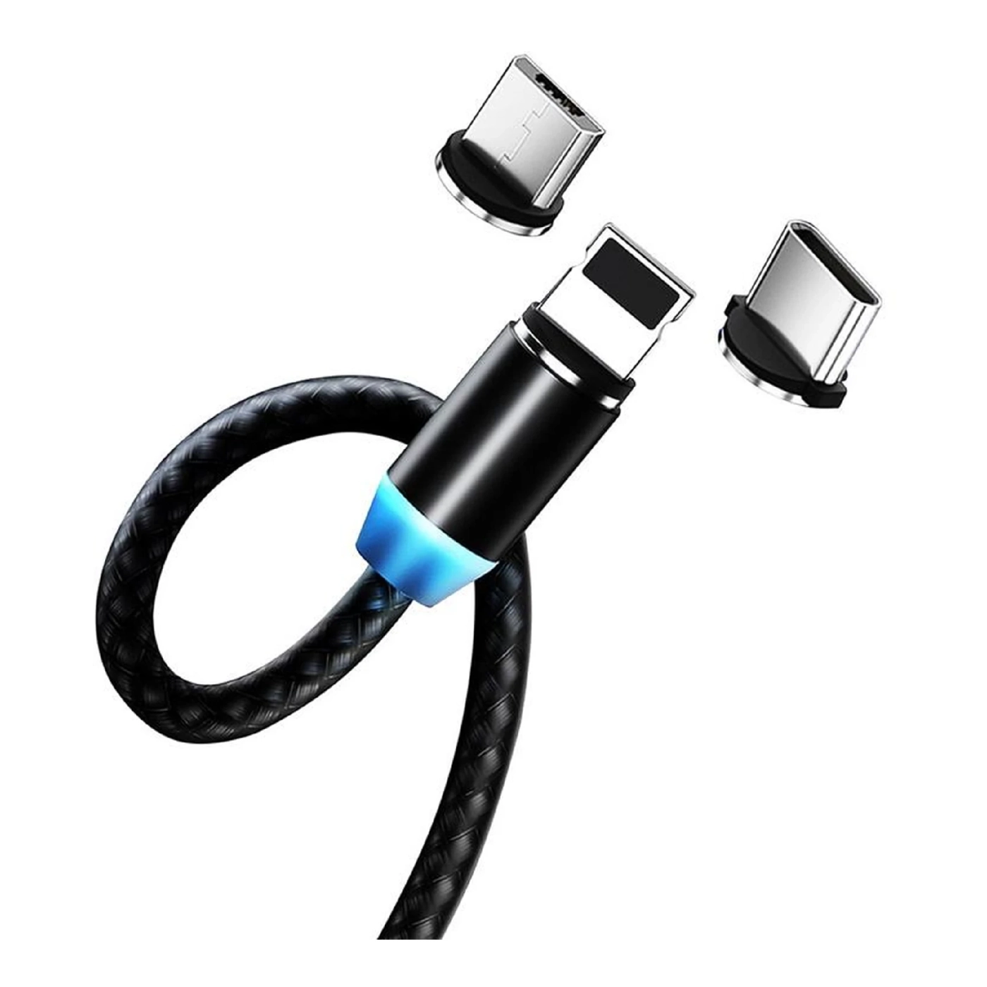 Купить Кабель ColorWay 3в1 USB - Lightning+MicroUSB+USB-C Magnetic 2.4A 1m Black (CW-CBUU020-BK) - фото 3