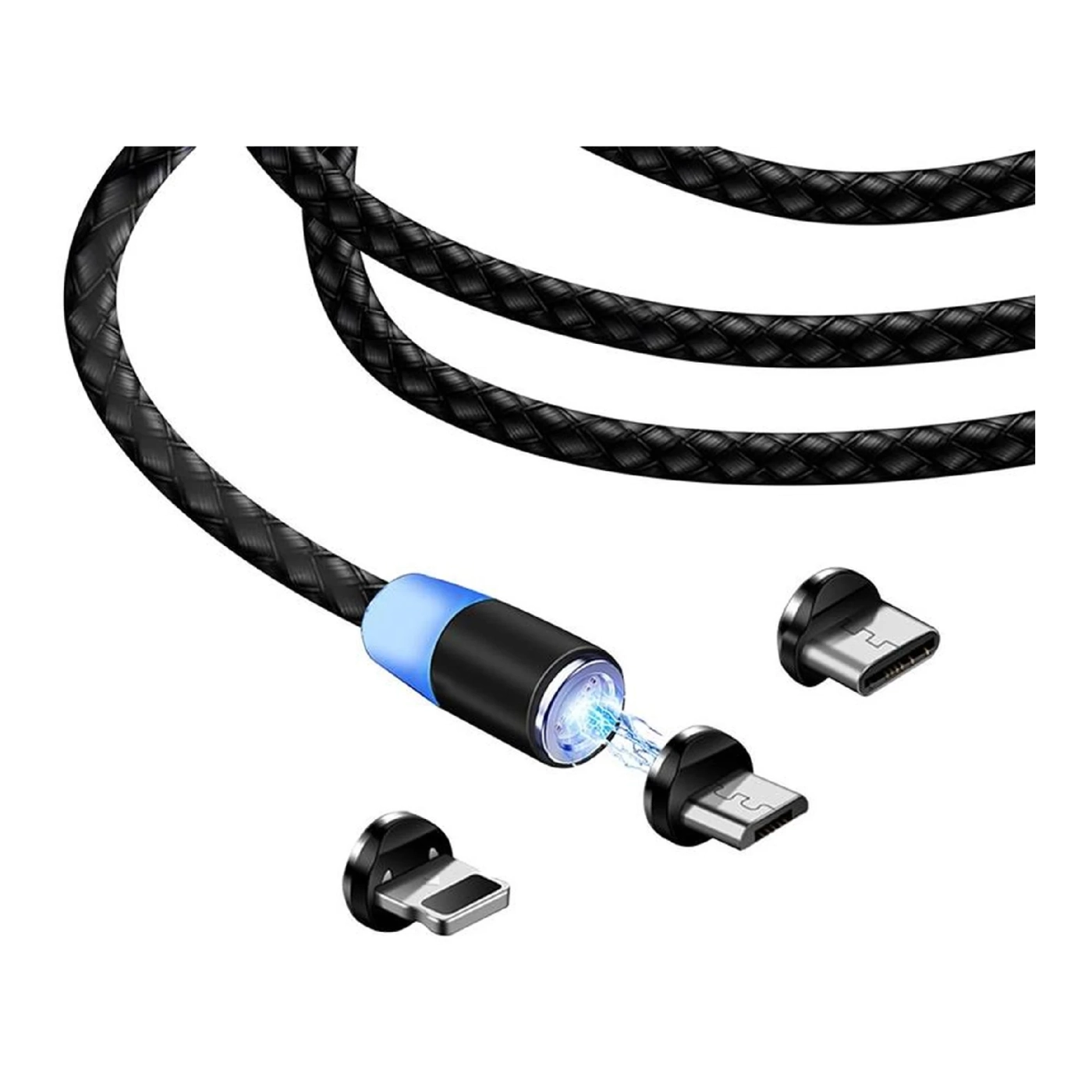 Купить Кабель ColorWay 3в1 USB - Lightning+MicroUSB+USB-C Magnetic 2.4A 1m Black (CW-CBUU020-BK) - фото 4