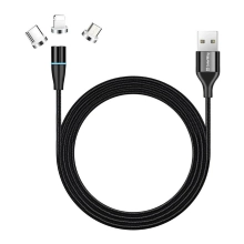Купить Кабель ColorWay 3в1 USB - Lightning+MicroUSB+USB-C Magnetic 2.4А 1m Black (CW-CBUU038-BK) - фото 1