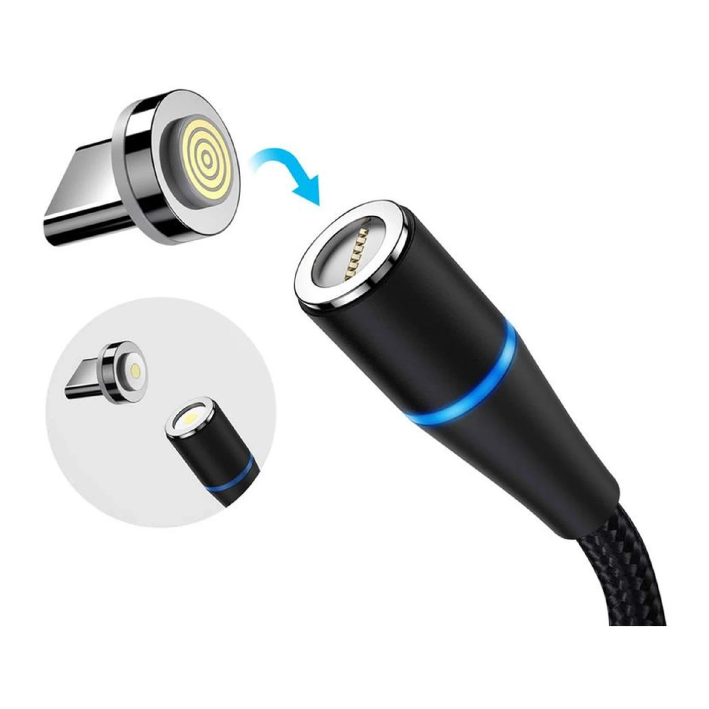 Купить Кабель ColorWay 3в1 USB - Lightning+MicroUSB+USB-C Magnetic 2.4А 1m Black (CW-CBUU038-BK) - фото 4