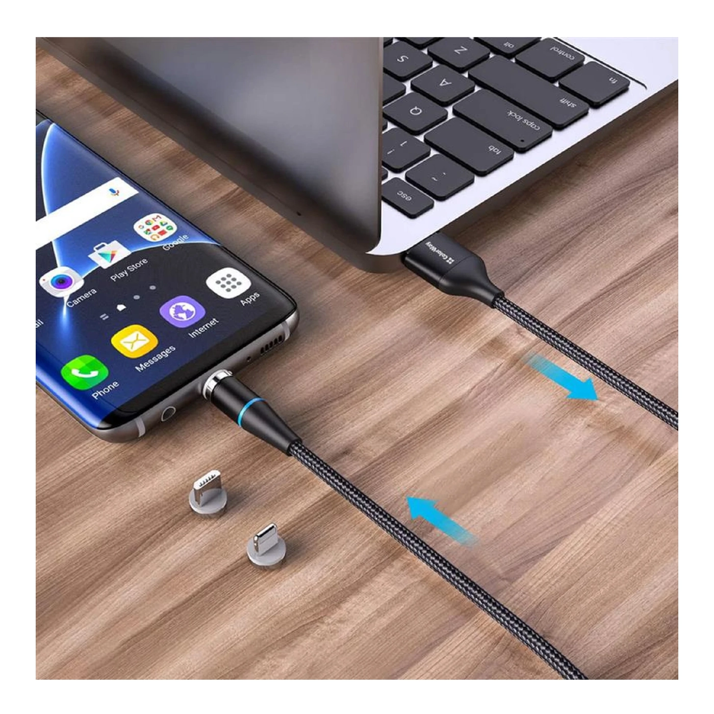 Купить Кабель ColorWay 3в1 USB - Lightning+MicroUSB+USB-C Magnetic 2.4А 1m Black (CW-CBUU038-BK) - фото 6