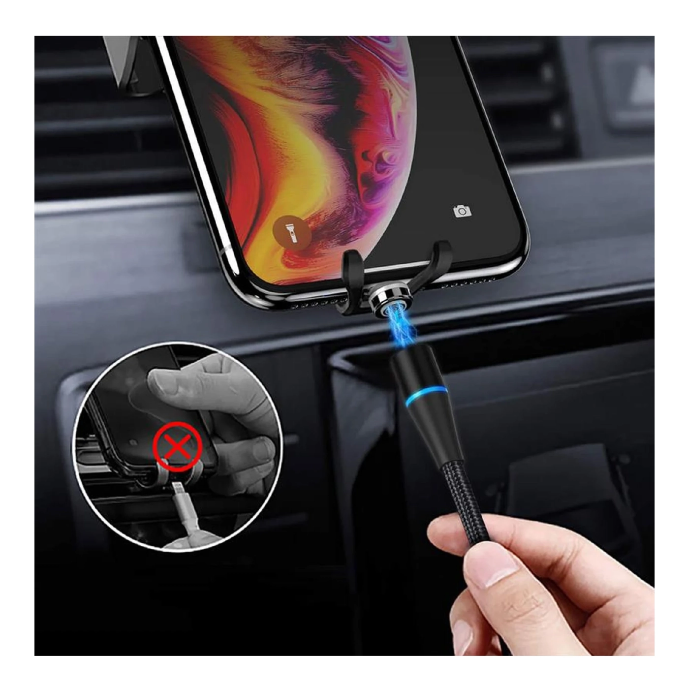 Купить Кабель ColorWay 3в1 USB - Lightning+MicroUSB+USB-C Magnetic 2.4А 1m Black (CW-CBUU038-BK) - фото 7