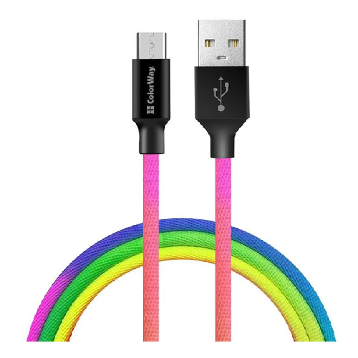 Купить Кабель ColorWay USB - MicroUSB 2.4A 1m Multicolor (CW-CBUM017-MC) - фото 1