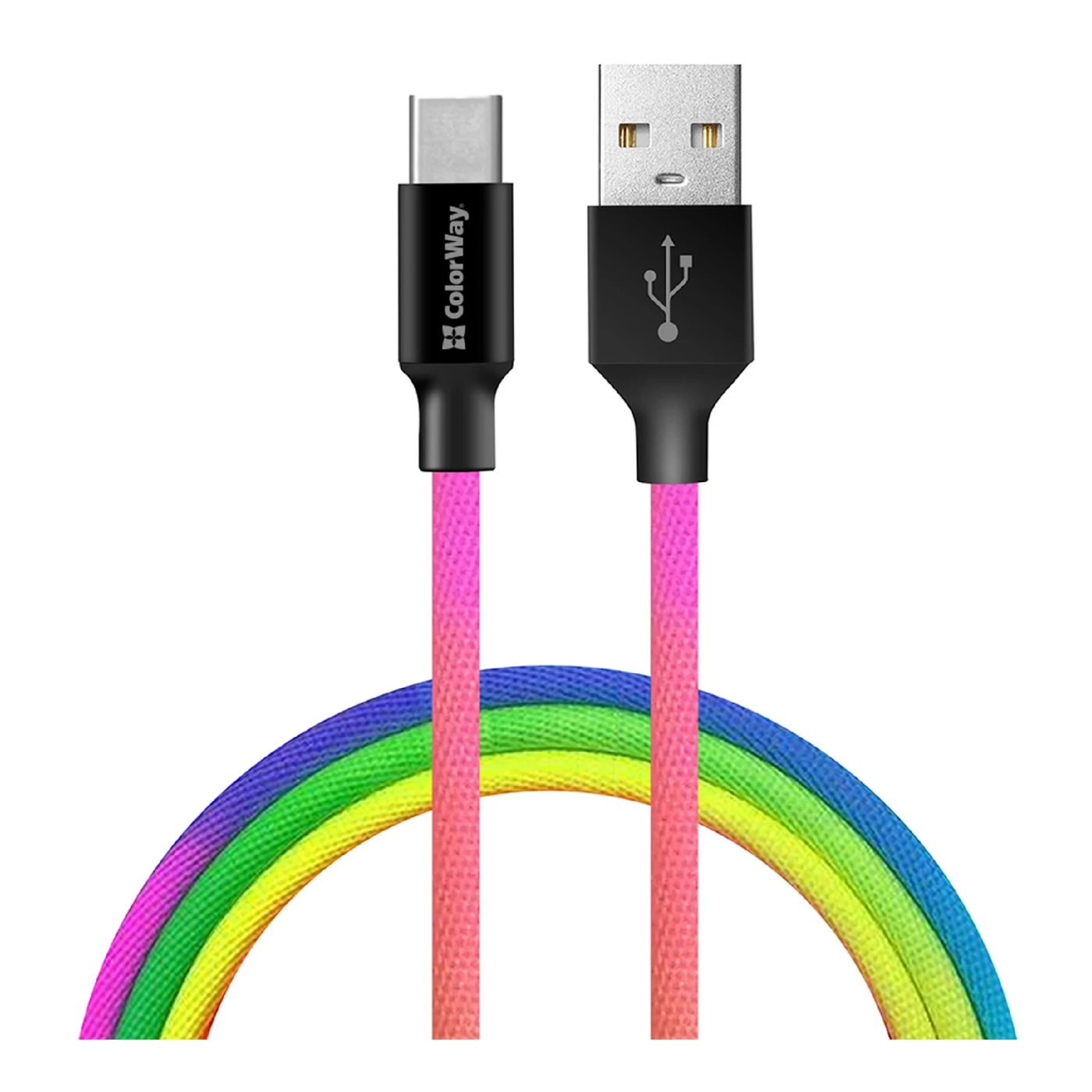 Купити Кабель ColorWay USB - USB-C 2.4A 1m Multicolor (CW-CBUC018-MC) - фото 1
