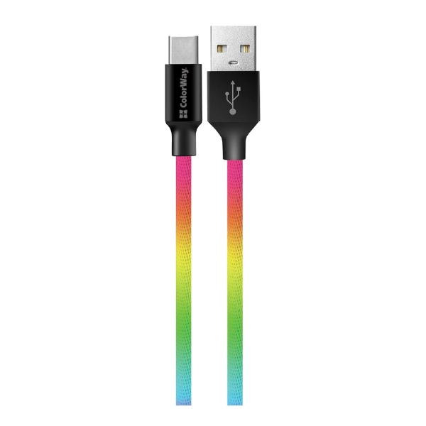 Купити Кабель ColorWay USB - USB-C 2.4A 1m Multicolor (CW-CBUC018-MC) - фото 2