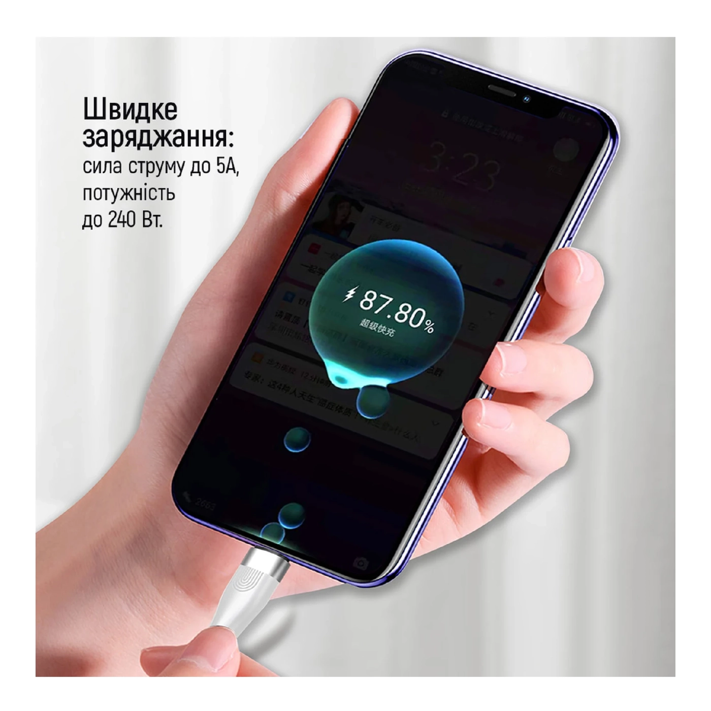 Купить Кабель ColorWay USB-C - USB-C 240W 5А 1m White (CW-CBPDCC065-WT) - фото 6