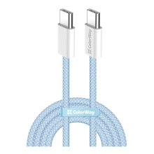 Купить Кабель ColorWay USB-C - USB-C 60W 3А 1m Blue (CW-CBPDCC061-BL) - фото 1