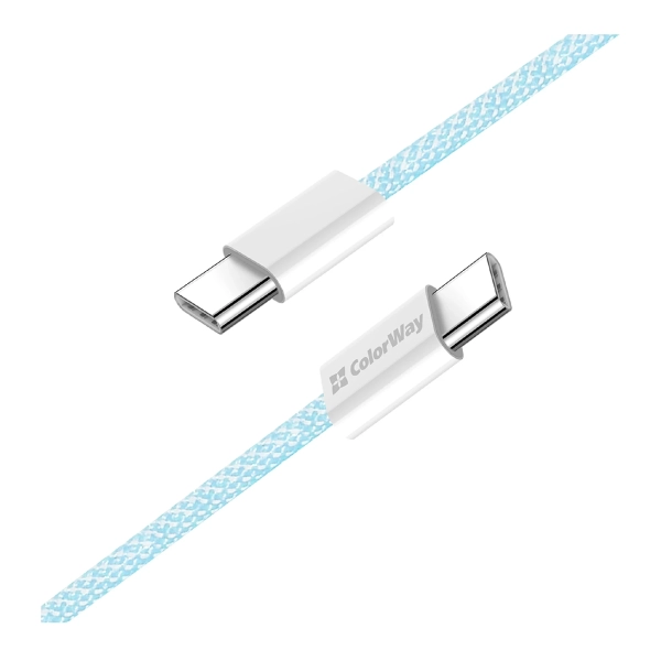 Купить Кабель ColorWay USB-C - USB-C 60W 3А 1m Blue (CW-CBPDCC061-BL) - фото 4
