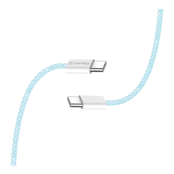 Купить Кабель ColorWay USB-C - USB-C 60W 3А 1m Blue (CW-CBPDCC061-BL) - фото 6