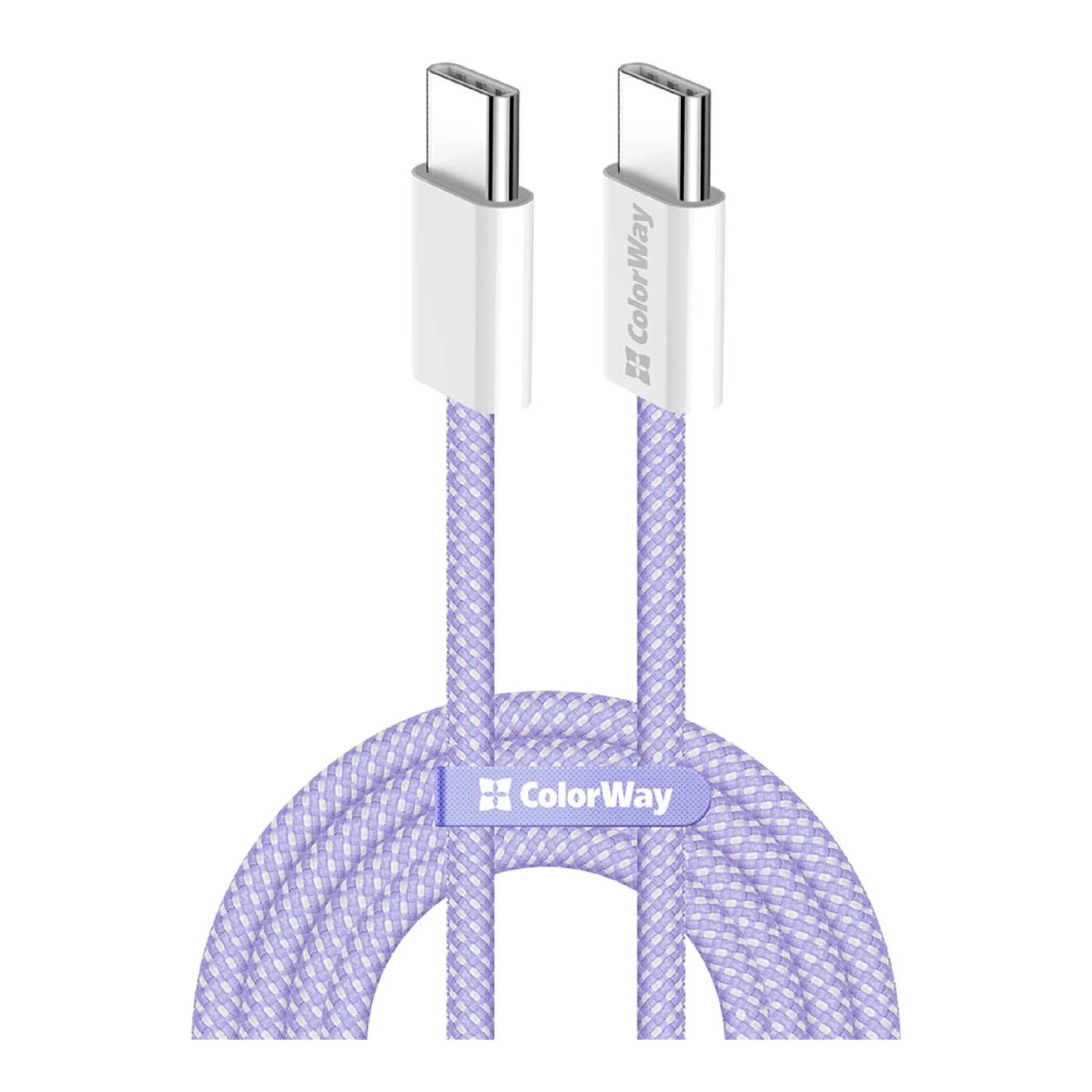 Купить Кабель ColorWay USB-C - USB-C 60W 3А 1m Purple (CW-CBPDCC061-PU) - фото 1