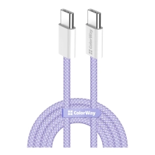 Купить Кабель ColorWay USB-C - USB-C 60W 3А 1m Purple (CW-CBPDCC061-PU) - фото 1