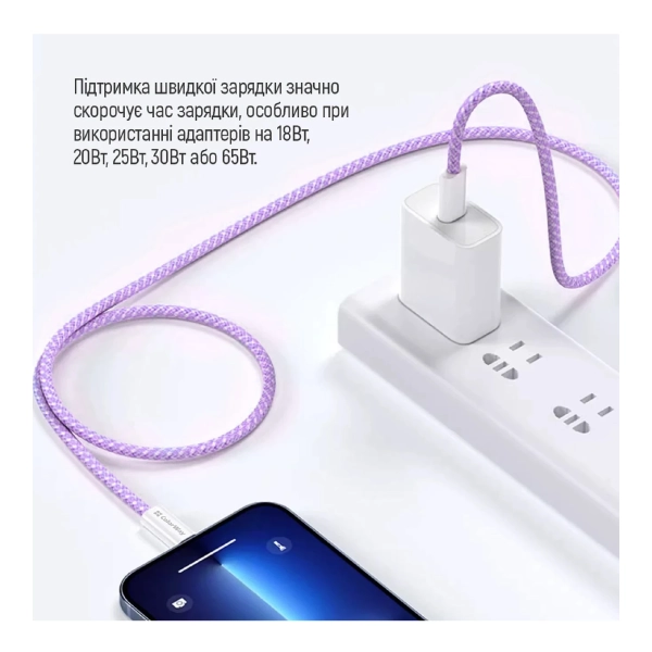 Купить Кабель ColorWay USB-C - USB-C 60W 3А 1m Purple (CW-CBPDCC061-PU) - фото 3