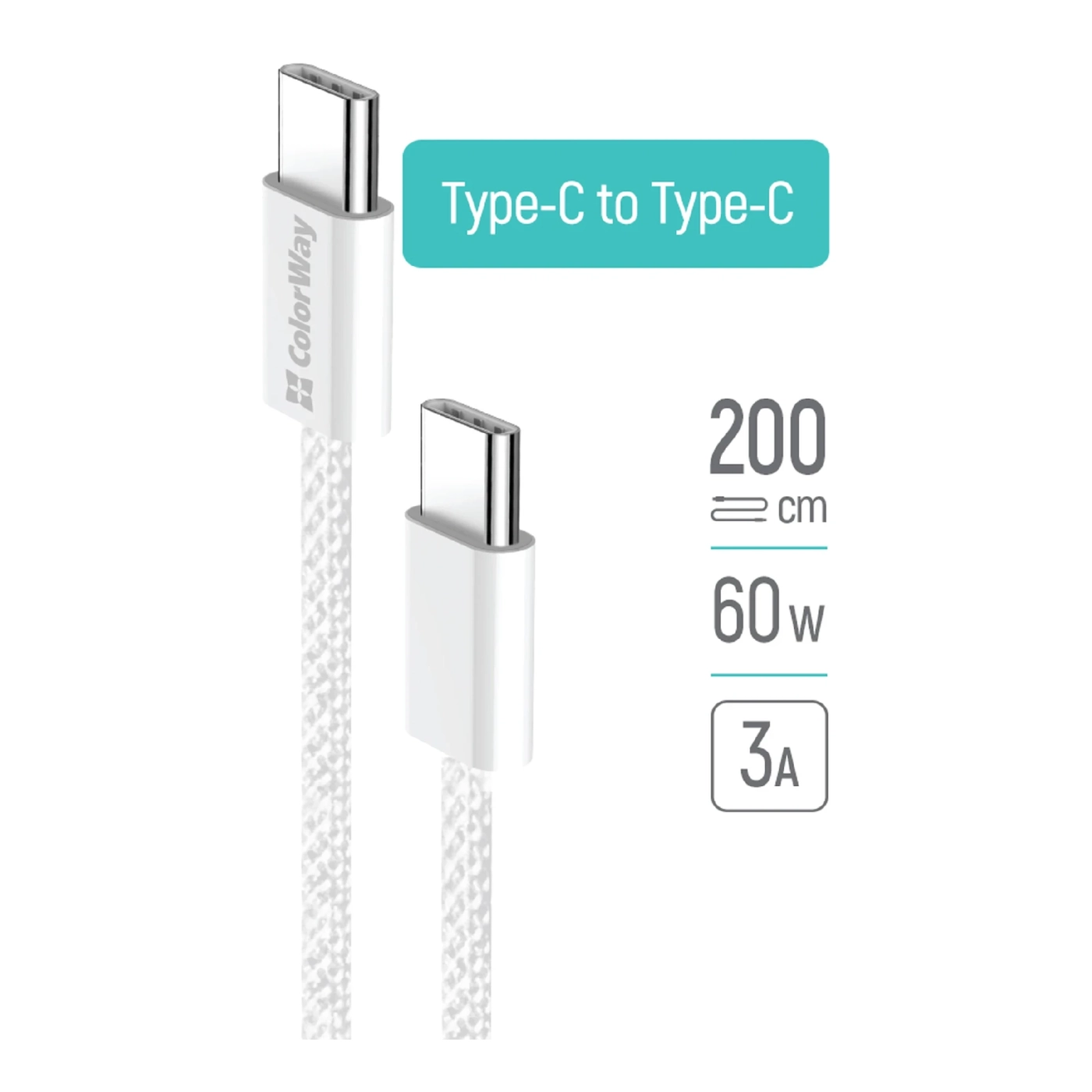 Купить Кабель ColorWay USB-C - USB-C 60W 3А 2m Grey (CW-CBPDCC068-GR) - фото 11