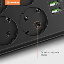 Купить Сетевой фильтр ColorWay CW-CHE64B 2 м, 6 розеток/4 USB - фото 7