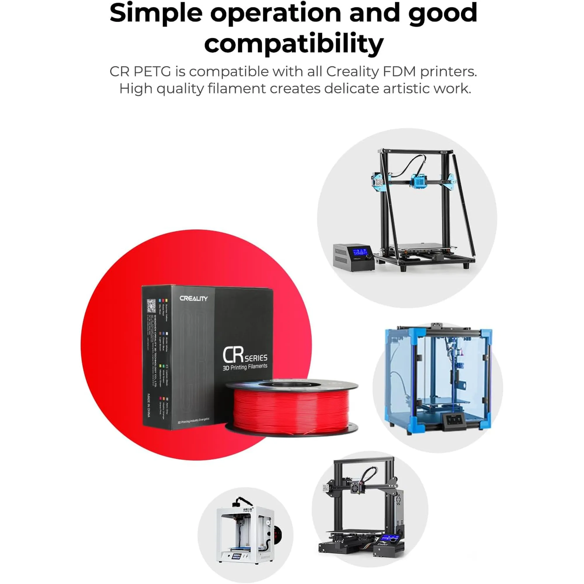 Купить PETG Filament (пластик) для 3D принтера CREALITY 2x1кг, 1.75мм, черный (3301030081) - фото 4