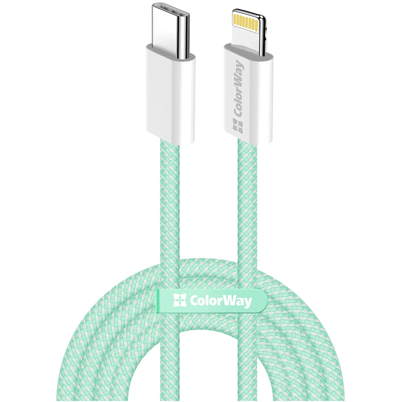 Купити Кабель ColorWay USB-C - Lightning 27W 3A 1m Green (CW-CBPDCL061-G) - фото 1