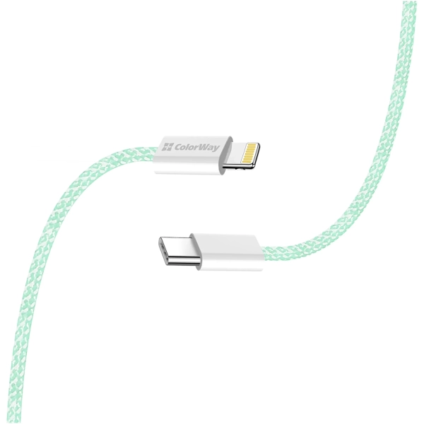 Купити Кабель ColorWay USB-C - Lightning 27W 3A 1m Green (CW-CBPDCL061-G) - фото 7
