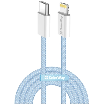 Купити Кабель ColorWay USB-C - Lightning 27W 3A 1m Blue (CW-CBPDCL061-BL) - фото 1
