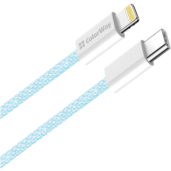Купити Кабель ColorWay USB-C - Lightning 27W 3A 1m Blue (CW-CBPDCL061-BL) - фото 6